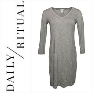 ❤4/$12 Daily Ritual 3/4 Sleeve Dress